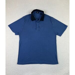 Theory Kayser Anemone Polo Shirt Men's Medium Navy Blue Short Sleeve Athletic
